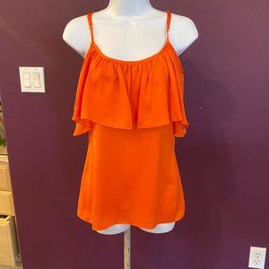 Boston Proper Bright Orange flutter top Size 4